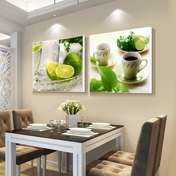 餐厅装饰画现代简约无框画餐厅画二联画厨房水果挂画双联饭厅壁画 d款