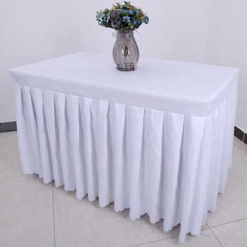 酒店定做会议桌布签到桌裙台裙办公展会活动多色布艺桌套桌罩 白色