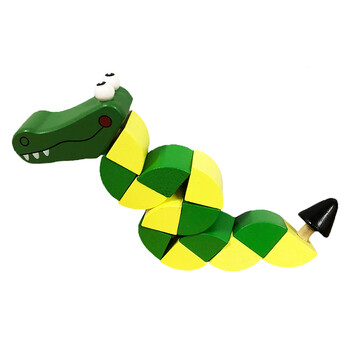 彩色扭扭虫百变扭曲鳄鱼毛毛虫1-3岁幼儿童益智木制玩具创意减压玩具