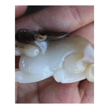 wkoud和田玉俄糖苏工玉雕立体兽件大师风格地藏菩萨坐骑谛听挂件结缘