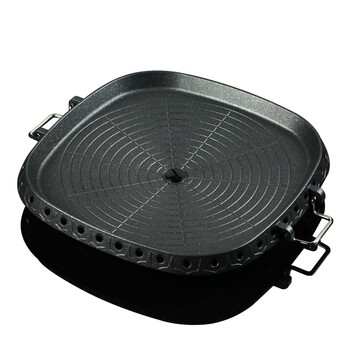 韩国原装进口烤肉煎锅五层麦饭石烤盘方形双层烤盘不粘锅