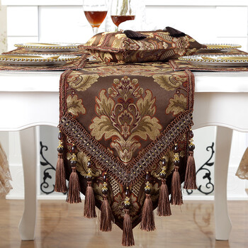 索菲娜 欧式桌旗 艾伽斯 咖色 流苏款 桌旗流苏33*160cm 单件