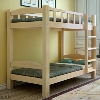 新款实木上下床双层床床高低床松木床护拦1米1.