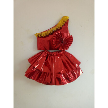 儿童环保衣服男女孩走秀服装亲子手工diy制作幼儿园塑料袋时装秀 红色