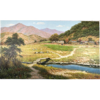 李基福 2017年精品《七宝山的玉溪瀑布》06朝鲜油画 一级画家 白珉