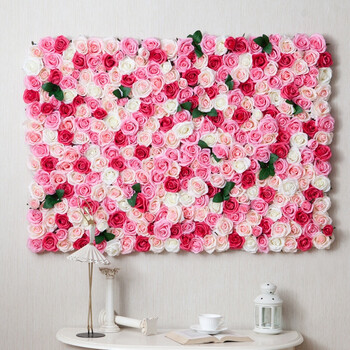 网红拍照花墙背景墙假花玫瑰花绢花婚礼花艺餐厅会所主播背景花墙