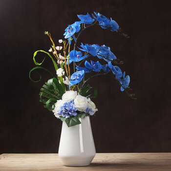 pu蝴蝶兰插花盆花室内装饰花卉仿真花 客厅摆设餐桌花瓶摆件花艺