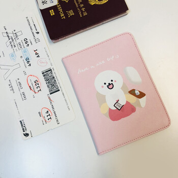 la we机票护照夹保护套韩国日本防水可爱卡通收纳包多功能证件 浅粉色