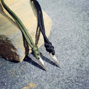 项链子弹头吊坠 男女学生潮流辟邪礼物简约复古霸气 绿绳(带螺纹)