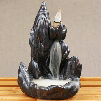 
                                        芳夕 烟倒流香炉 锥香沉檀塔香陶瓷香薰焚香炉 香道 一路莲升                