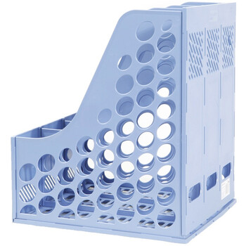 齐心（COMIX） 三联桌面文件框 三栏带标签稳固文件栏/文件筐/资料框 蓝色B2173