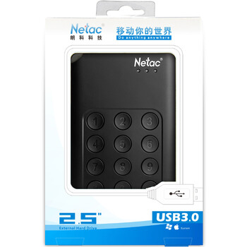 朗科（Netac）1TB 移动硬盘 K390安全系列 USB3.0 2.5英寸 黑色 独立按键硬件加密 隐私保护理想搭档