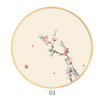 中国风梅花室内圆形中式装饰画家庭背景墙画酒店餐厅茶室墙上挂画 03