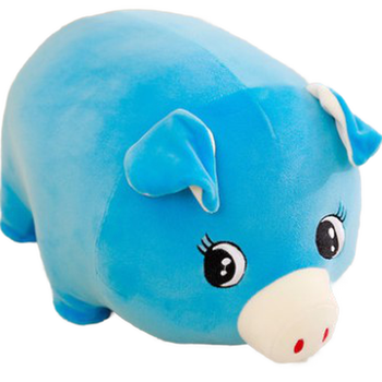 吉祥物猪公仔定制玩偶生肖福猪毛绒玩具新年会圣诞节礼物 彩虹猪蓝色