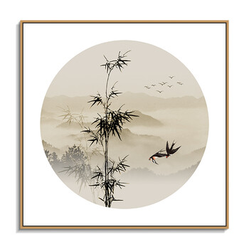 新中式墙壁挂画禅意背景墙画水墨山水意境入户玄关壁画客厅装饰画