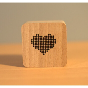 原木心形八音盒蓝牙音响定制刻字实木led遥控创意礼物灯 正方形款