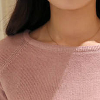 细语潮阁2015秋冬新款女装条纹大码套头毛衣上衣长袖针织衫女 9188 粉色 均码