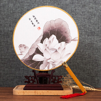 团扇手工圆扇舞蹈长柄宫廷女扇古典扇子古风刺绣汉服团扇外事扇子文艺