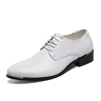 白色婚鞋男士帅气尖头皮鞋男韩版英伦时尚潮商务正装休闲鞋 白色 41