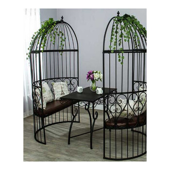 定制室内家具阳台鸟笼桌椅咖啡厅创意铁艺休闲桌椅餐厅桌椅装饰 一对