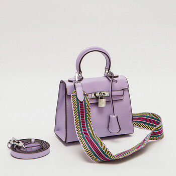 斜挎包包凯莉包女新款铂金包韩版百搭夏天气质单肩手提包包潮 浅紫色