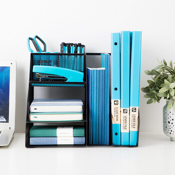 广博(GuangBo)金属网状多功能文件框/文件筐/带笔筒收纳架办公用品 黑 WZ9316 广博(GuangBo)金属网状多功能文件框/文件筐/带笔筒收纳架办公用品 黑 WZ9316