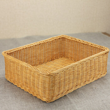 竹藤编收纳篮筐水果篮筐桌面杂物零食编织收纳筐竹篮竹