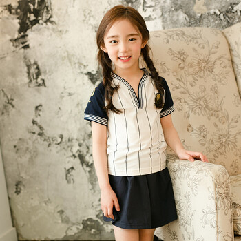 幼儿园园服夏装教师校服短袖套装小学生六一儿童表演服班服 白色女款