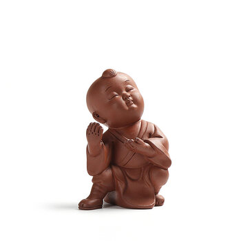 紫砂小和尚茶宠摆件 功夫茶具茶玩茶盘茶道摆件茶漏架 怀中抱月茶宠