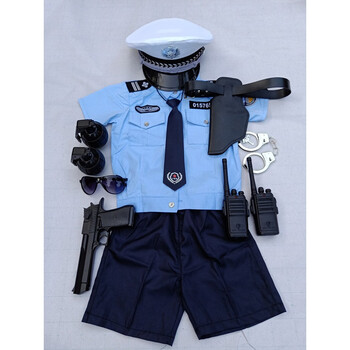 六一儿童节表演服儿童警察服装警长衣服男女小交警套装演出服 男短