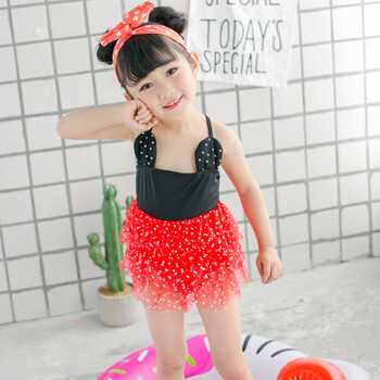 泳衣儿童女小童孩女童韩版可爱宝宝美人鱼连体分体游泳衣公主裙式