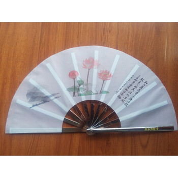 太极扇 武术表演扇子 功夫扇定做不锈钢铁扇子扇面 私人订制收藏 莲花