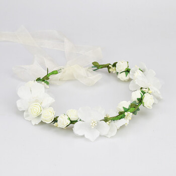 头饰发饰新娘伴娘头花饰品节日度假儿童拍照韩式花朵发箍 花环白色