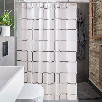 浴室隔断保暖浴帘布加厚卫生间浴帘套装 防水浴室帘送浴帘杆 宽200高