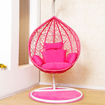 吊篮藤椅室内阳台吊床吊椅单人摇篮椅双人秋千懒人鸟巢吊椅 全粉色