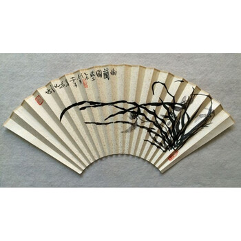 幽兰图 折扇 国画 花鸟画 水墨画 兰花 9寸18方苏工扇面 纯手绘