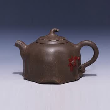 原矿段泥 紫砂 工艺美术师丁洪斌作品 荷趣壶 附证书 持壶照