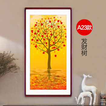 鸿运当头国画玄关靠山水画风水挂画壁画办公室客厅装饰画带框 发财树