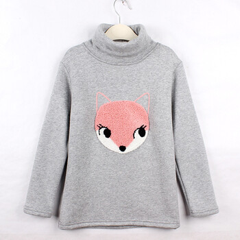 中大童加绒加厚保暖上衣 高领百搭长袖t恤冬装 组合打底衫 430322灰