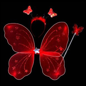 幼儿舞蹈裙 天使蝴蝶翅膀三件套女 单层红色翅膀