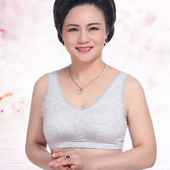 中年内衣女妈妈文胸聚拢背心式无钢圈中老年胸罩纯棉薄款老人大码