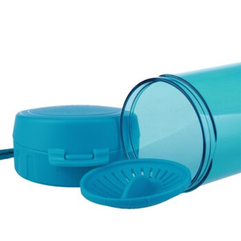 特百惠Tupperware轻盈茶韵杯 380ml随心水杯 带滤格 运动密封水壶 湖水蓝