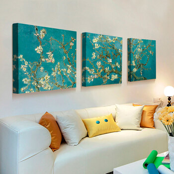 客厅装饰画梵高杏花油画欧式客厅壁画现代简约餐厅玄关挂画无框画 s31