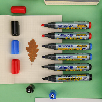 【开学必备】旗牌（Shachihata）Artline 办公会议防干燥可擦易擦白板笔记号笔会议笔记录 圆头3.0mm 红色 EK-517