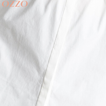 OZZO/欧尼迩干练OL气质衬衫长袖中长款立领衬衣 白色百搭宽松上衣 米白色 S