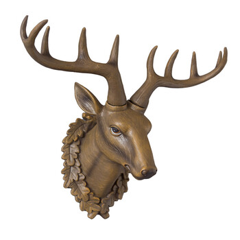 美式复古鹿头壁挂动物壁饰欧式客厅玄关墙面装饰挂件挂饰 大号花环鹿