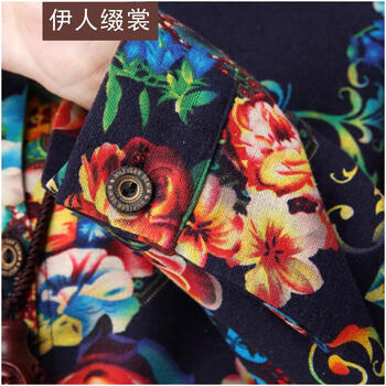 伊人缀裳 2015秋冬新款韩版女装大码显瘦中长款棉麻衬衫CS8596 图片色 XL