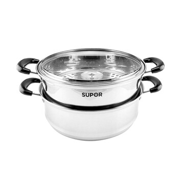 
                                                            苏泊尔（SUPOR）蒸锅304不锈钢汤锅26cm内径蒸鱼蒸包子馒头双2层复底电磁炉燃气通用蒸锅                