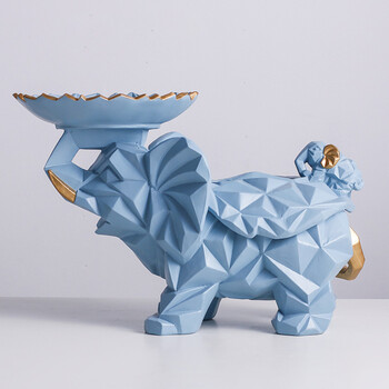 北欧大象纸巾盒创意装饰摆件多功能抽纸盒客厅茶几餐桌收纳盒 浅蓝色