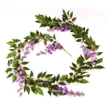 客厅装饰草坪婚礼绢花家居日用家装软饰花瓶花艺 紫藤长条--紫色一条